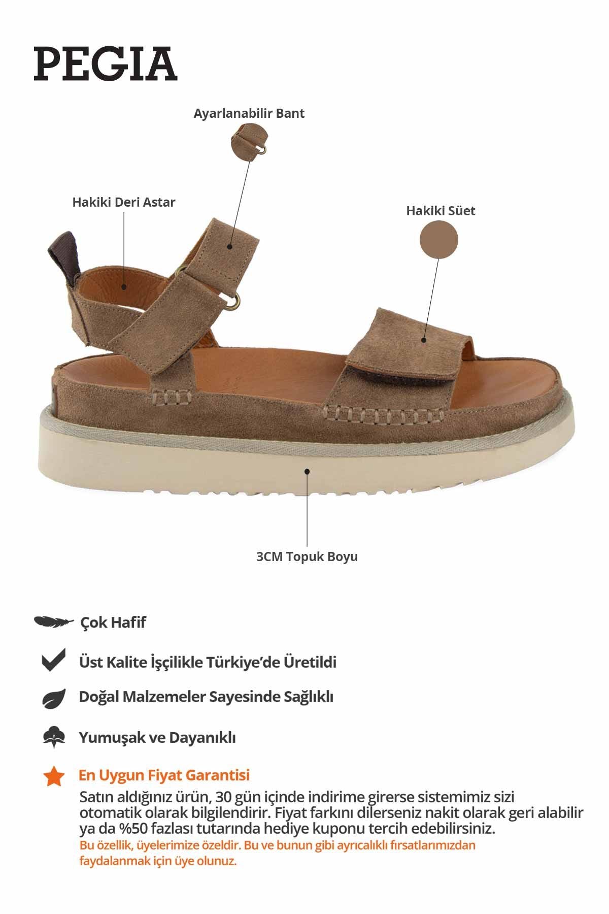 Cırt Cırtlı Süet Kadın Sandalet 215572 Sahra