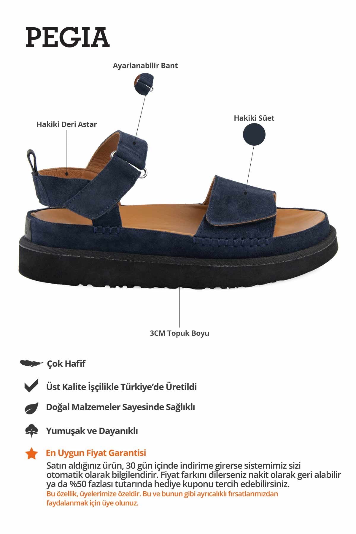 Cırt Cırtlı Süet Kadın Sandalet 215572 Lacivert