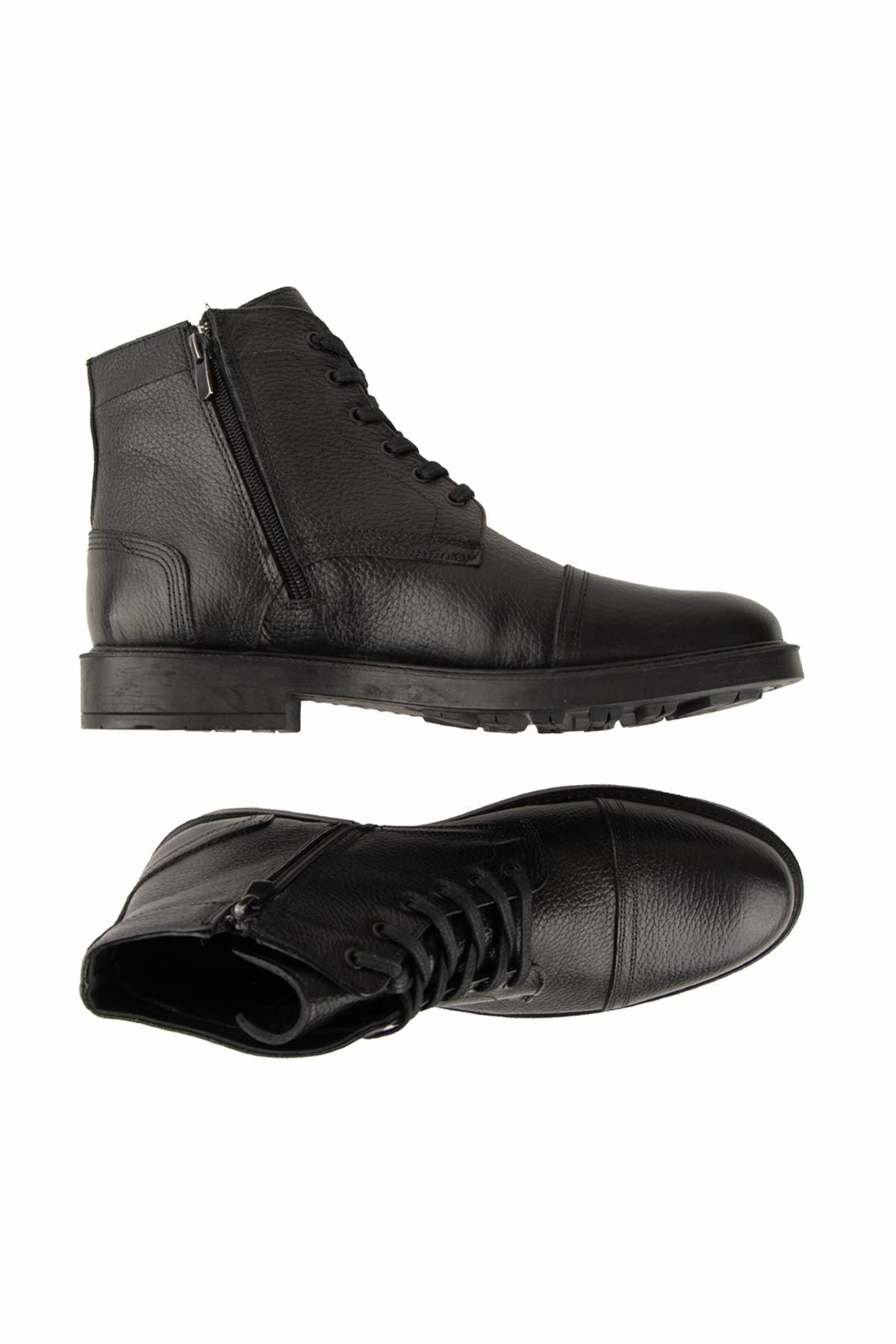 Deri Bağcıklı Erkek Bot DG5041 Siyah