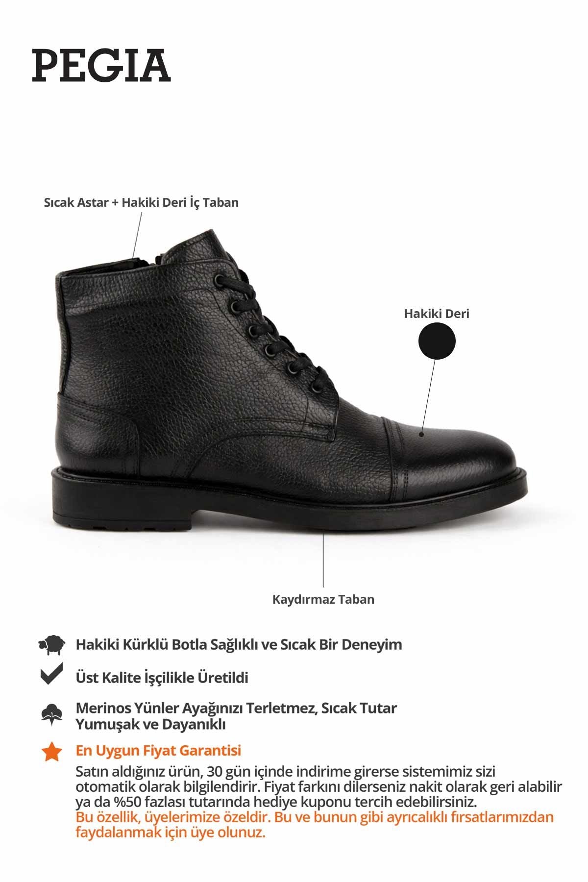 Deri Bağcıklı Erkek Bot DG5041 Siyah