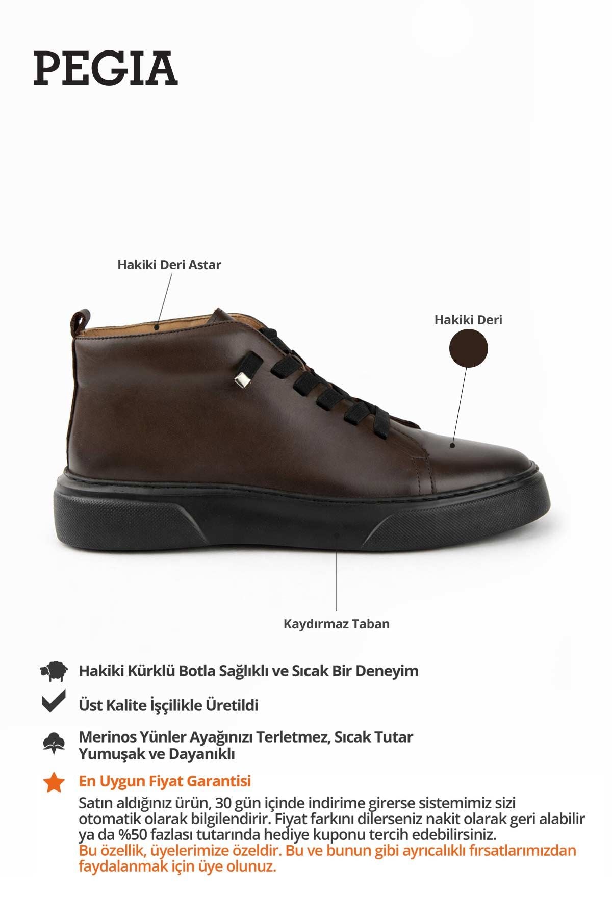 Deri Bağcıklı Erkek Bot DG5046 Kahve