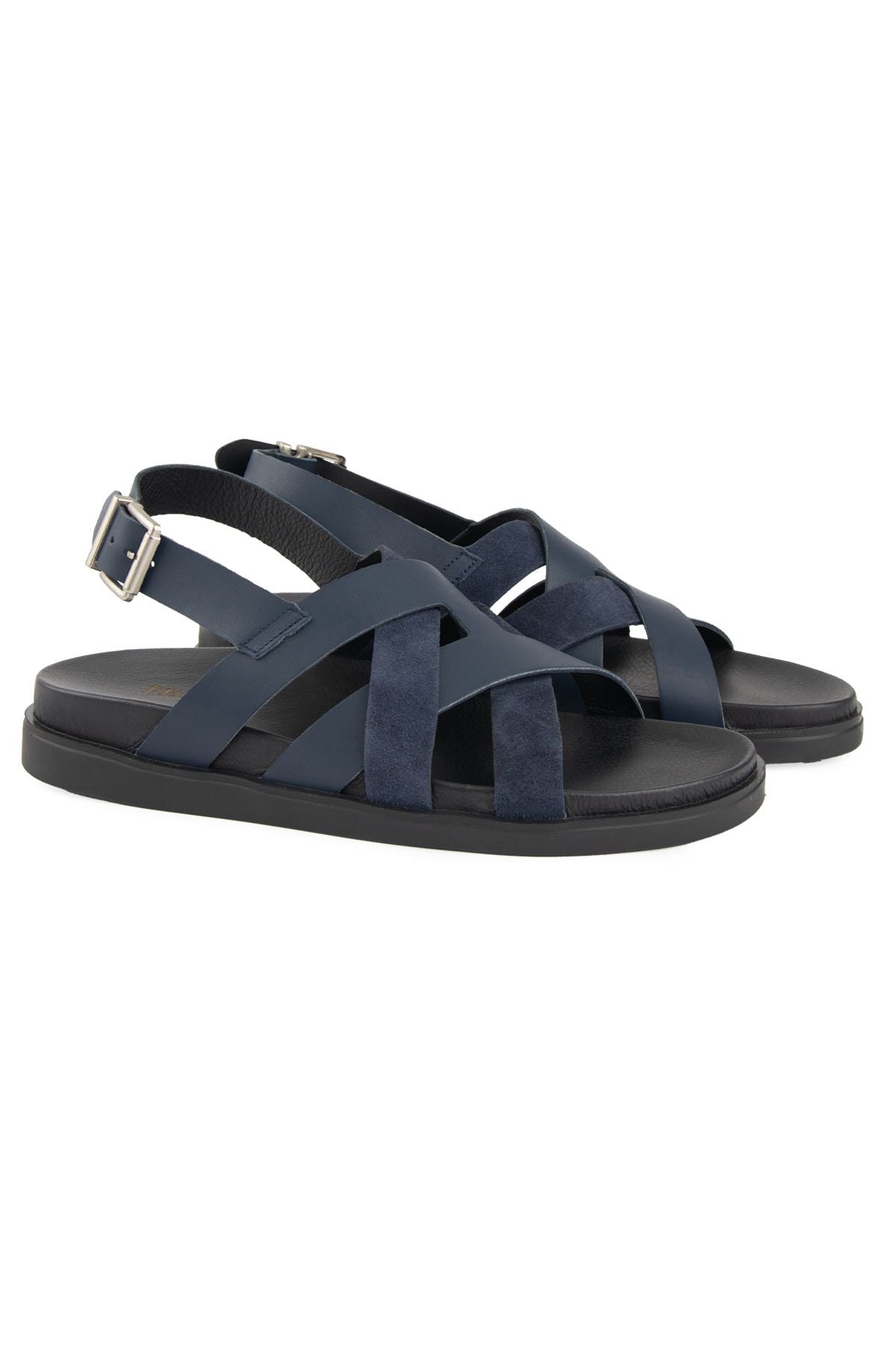 Deri Çapraz Bantlı Erkek Sandalet 215036 Lacivert