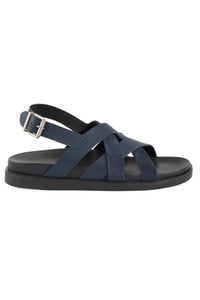 Leather Cross-Strap Men's Sandal 215036 Navy