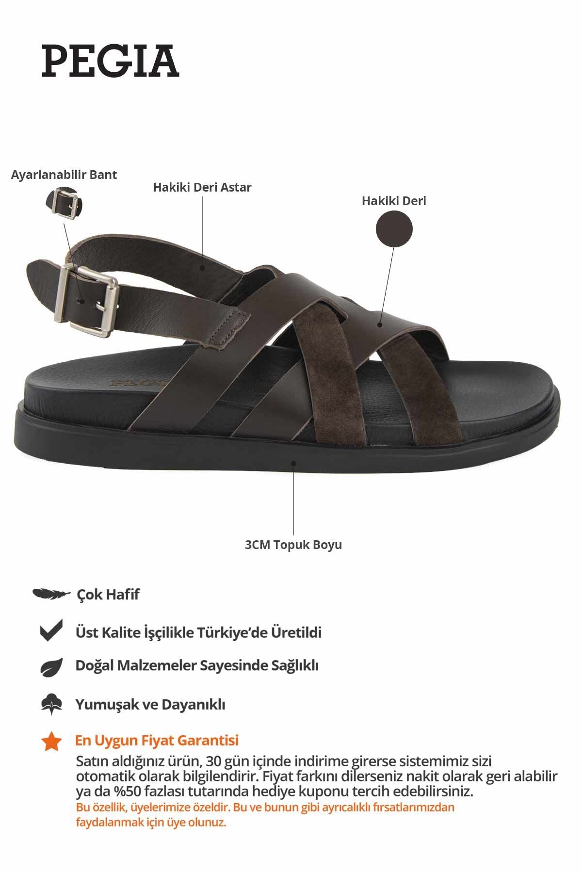 Deri Çapraz Bantlı Erkek Sandalet 215036 Kahve