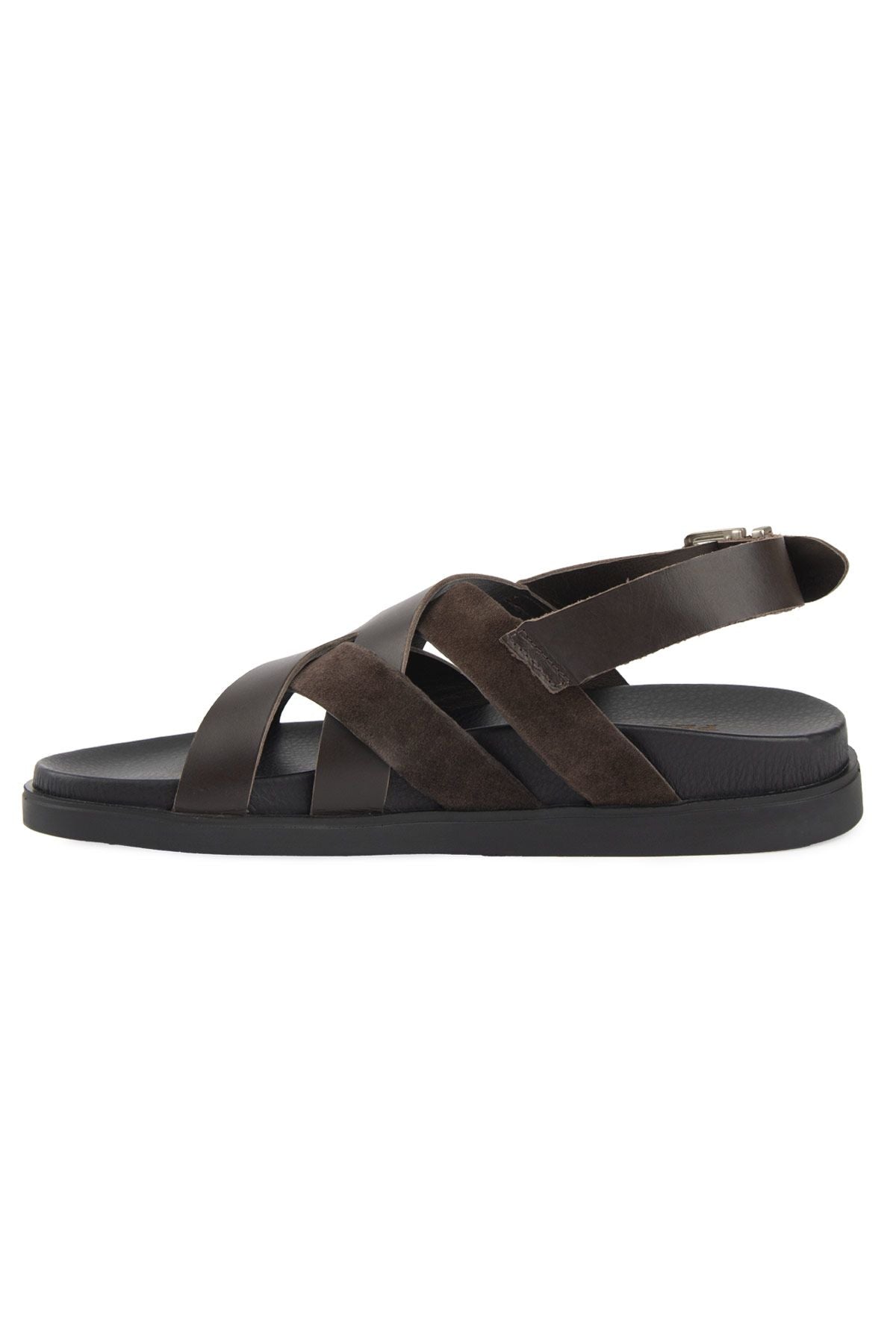 Deri Çapraz Bantlı Erkek Sandalet 215036 Kahve