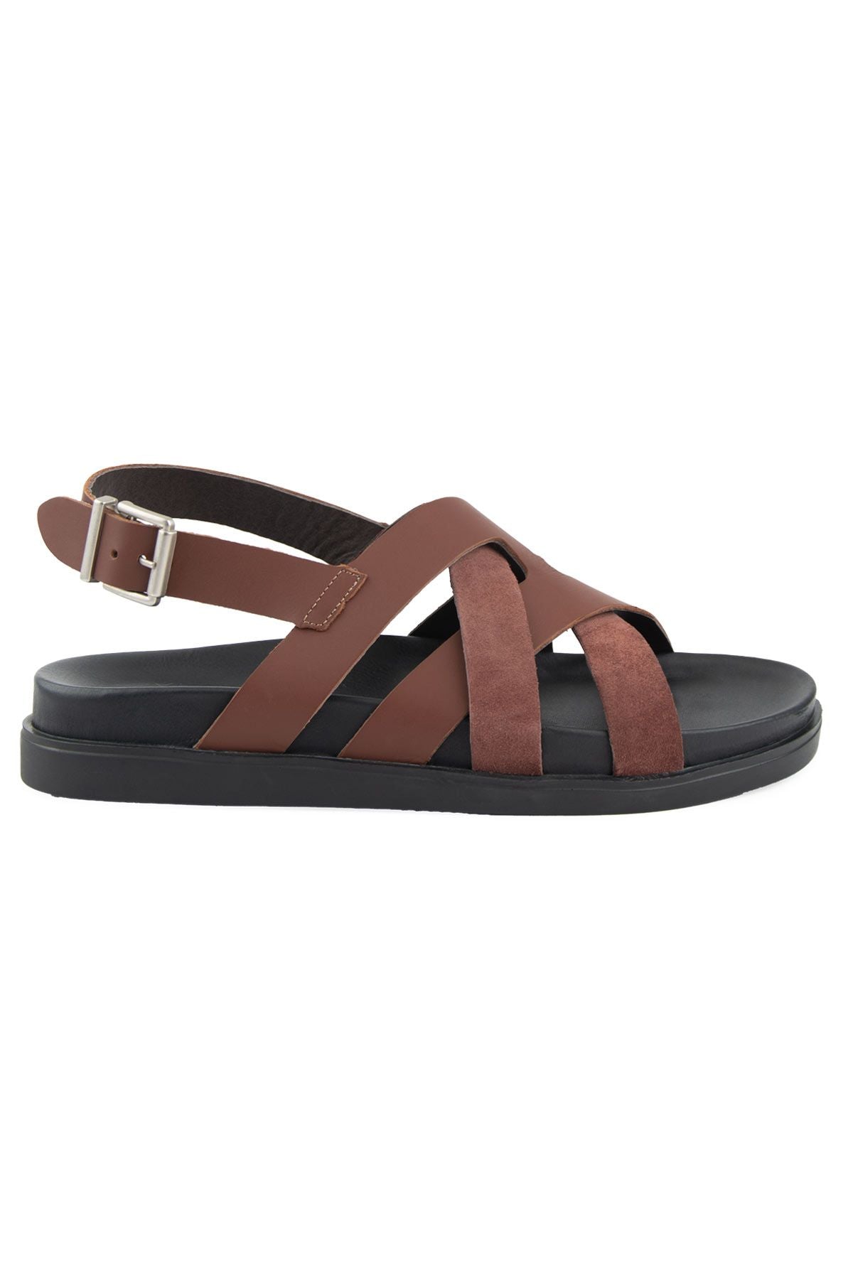 Deri Çapraz Bantlı Erkek Sandalet 215036 Taba