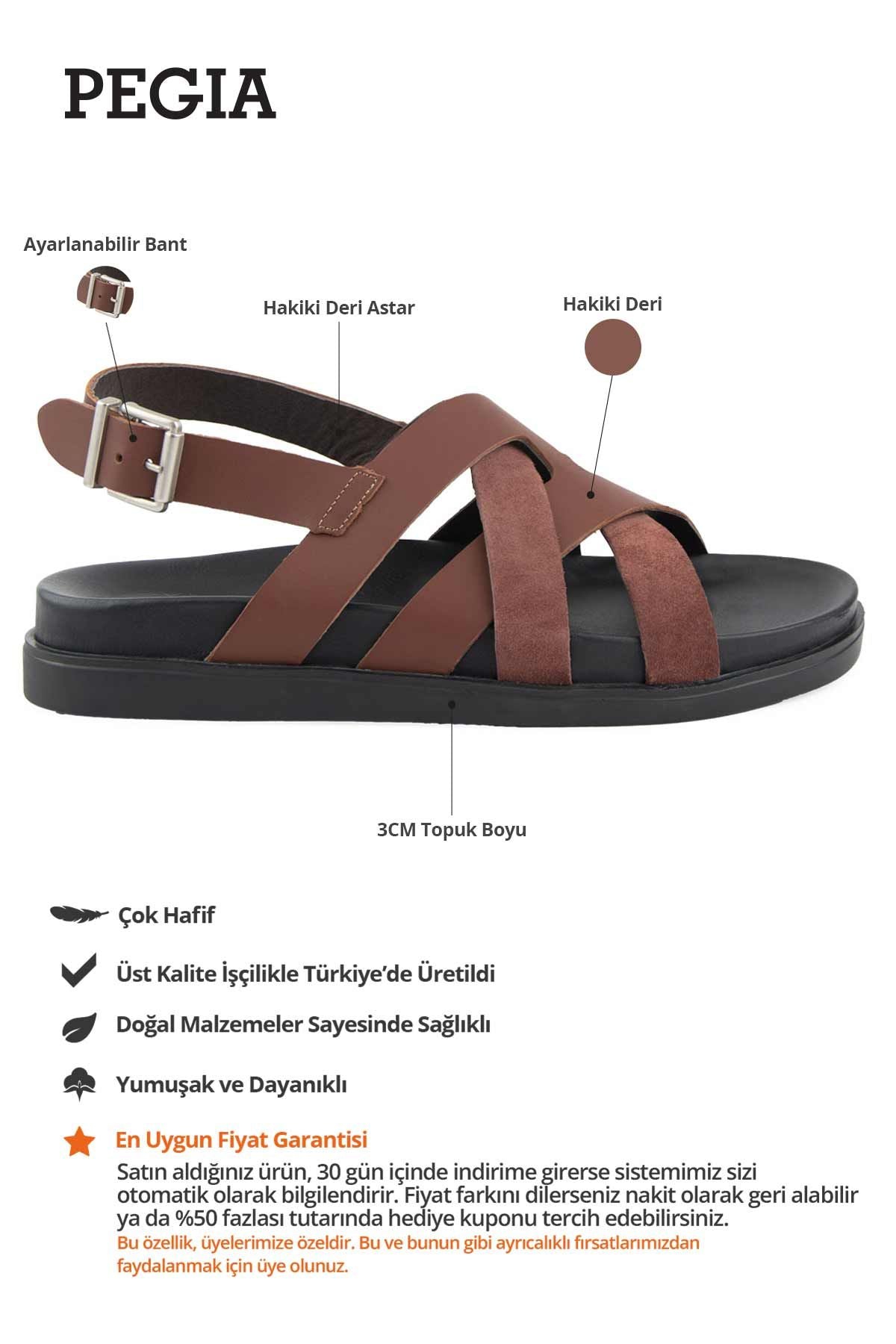 Deri Çapraz Bantlı Erkek Sandalet 215036 Taba