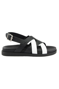 Leather Cross-Band Men's Sandal 215038 Black