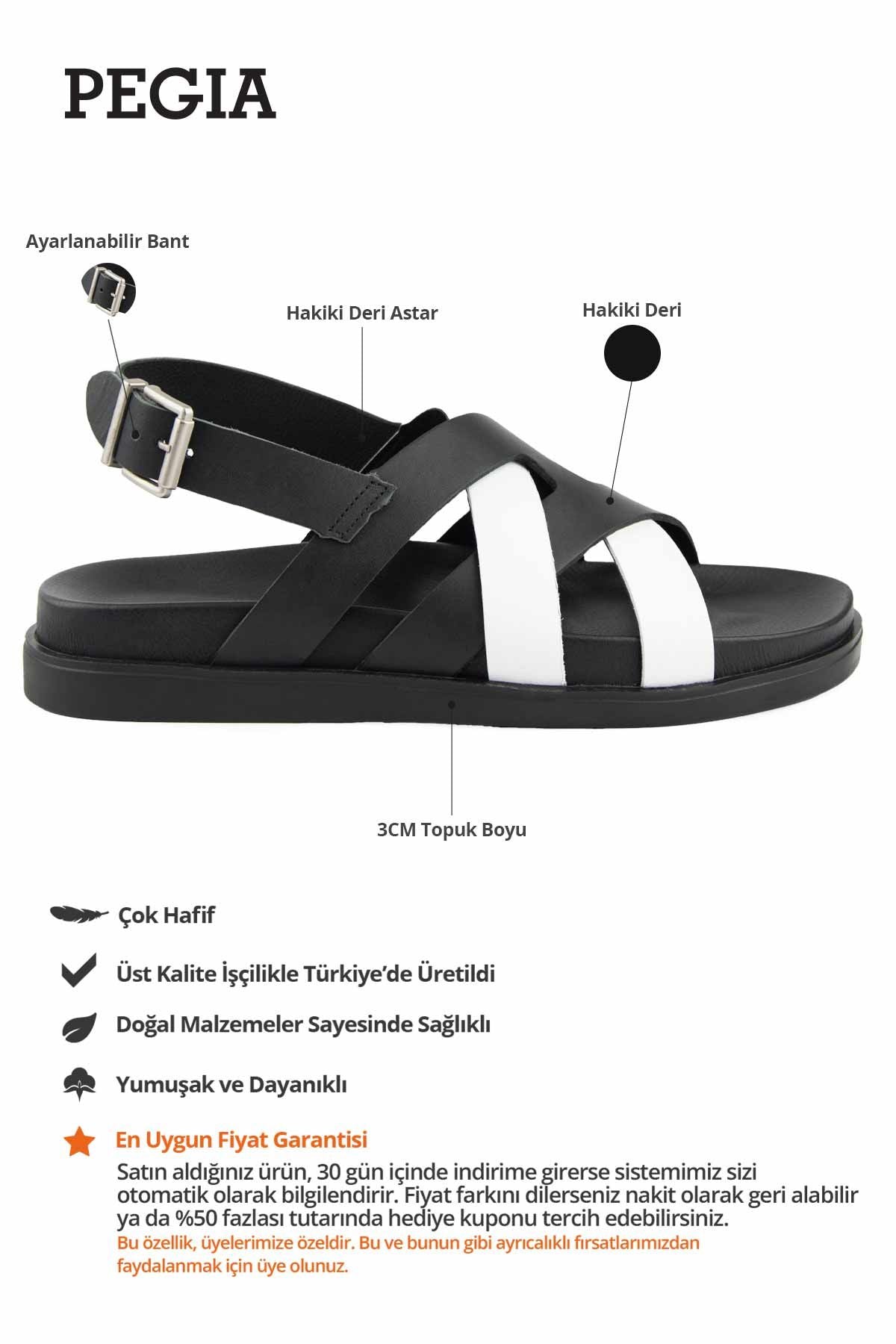 Deri Çapraz Bantlı Erkek Sandalet 215038 Siyah