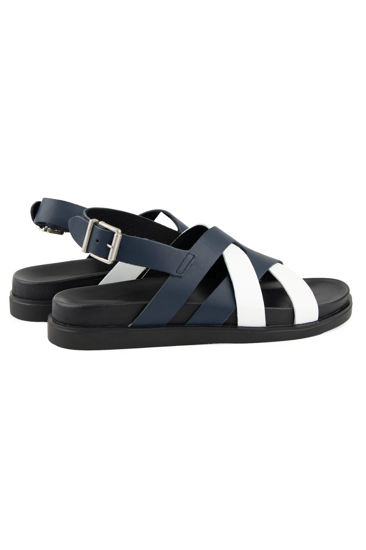 Deri Çapraz Bantlı Erkek Sandalet 215038 Lacivert