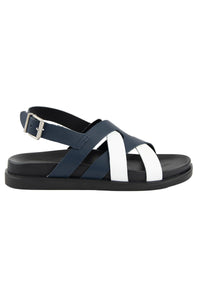 Leather Cross-Band Men's Sandal 215038 Navy