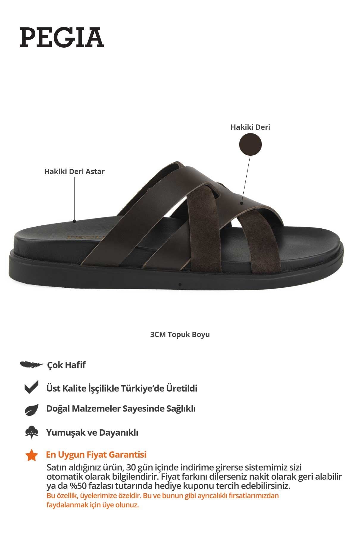 Deri Çapraz Bantlı Erkek Terlik 215035 Kahve