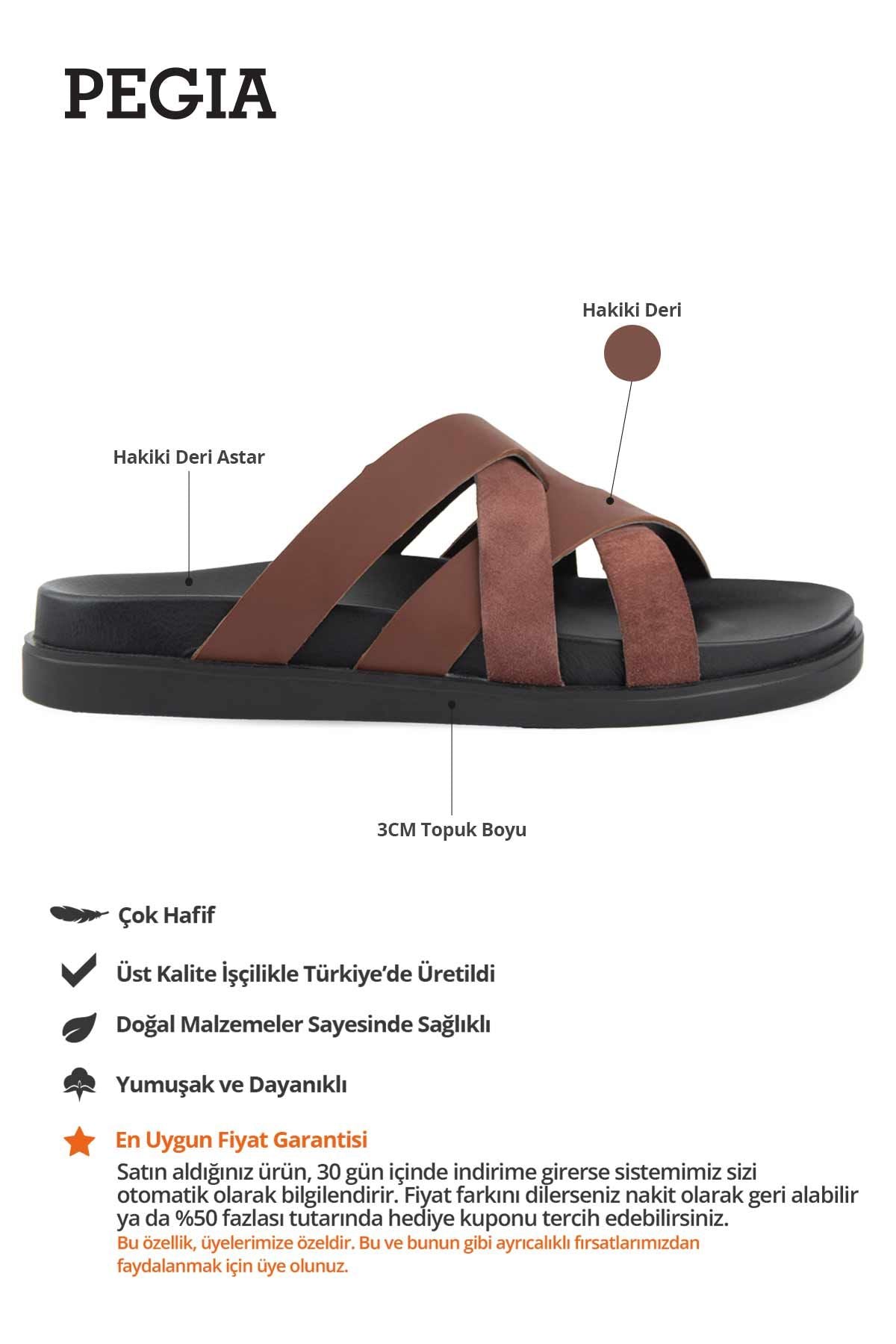 Deri Çapraz Bantlı Erkek Terlik 215035 Taba