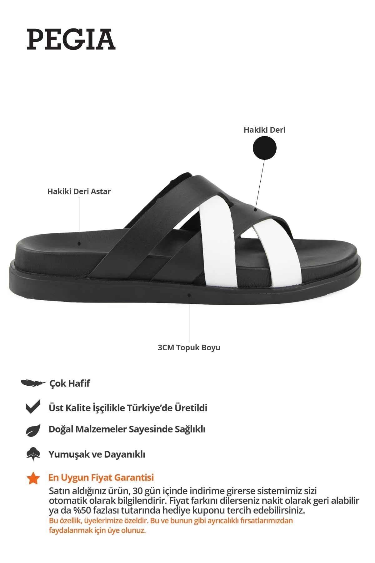 Deri Çapraz Bantlı Erkek Terlik 215037 Siyah