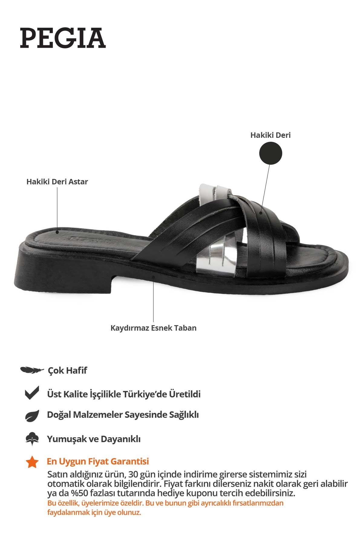 Deri Çapraz Bantlı Kadın Terlik DG6089 Siyah