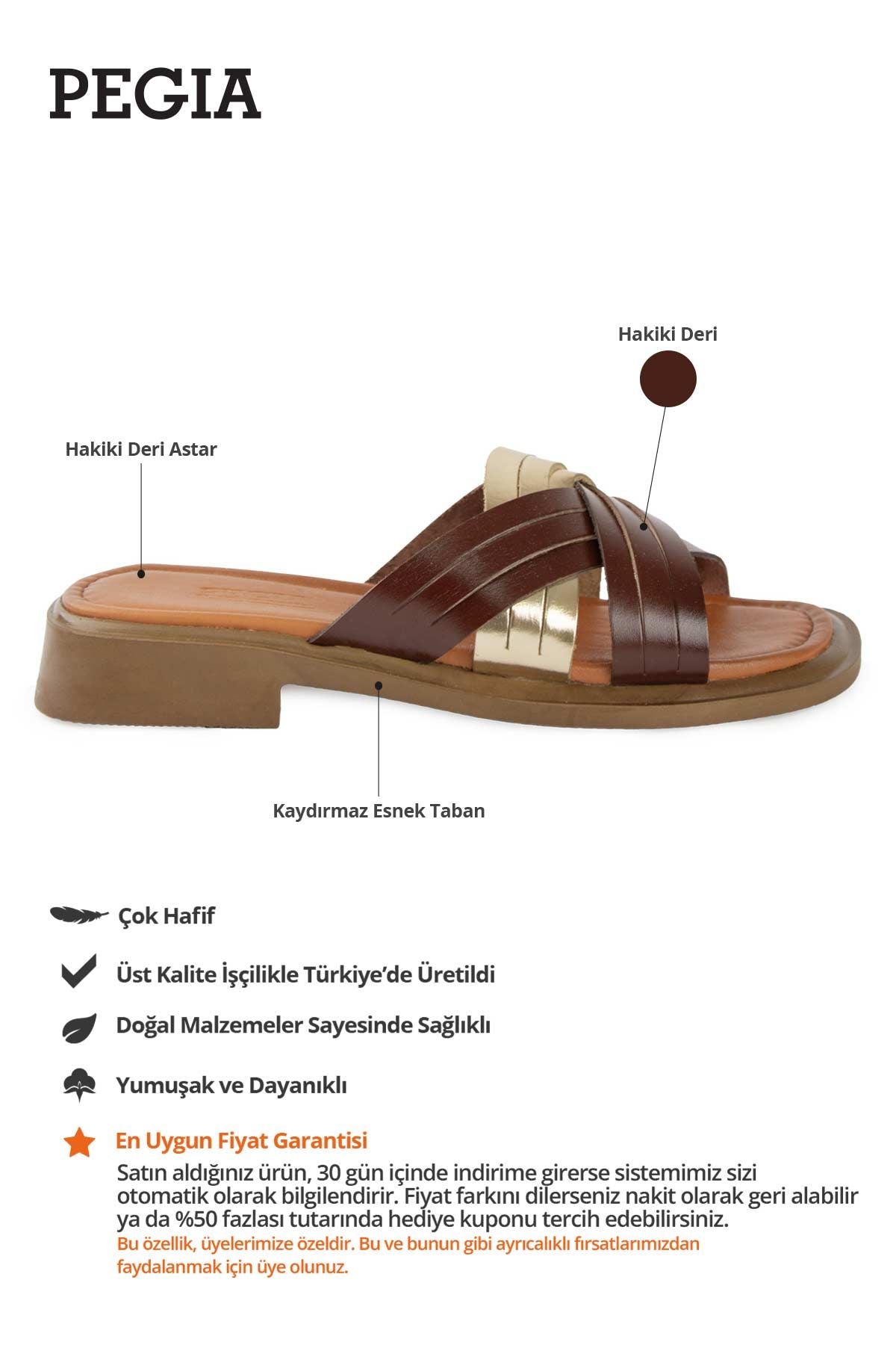 Deri Çapraz Bantlı Kadın Terlik DG6089 Kahve