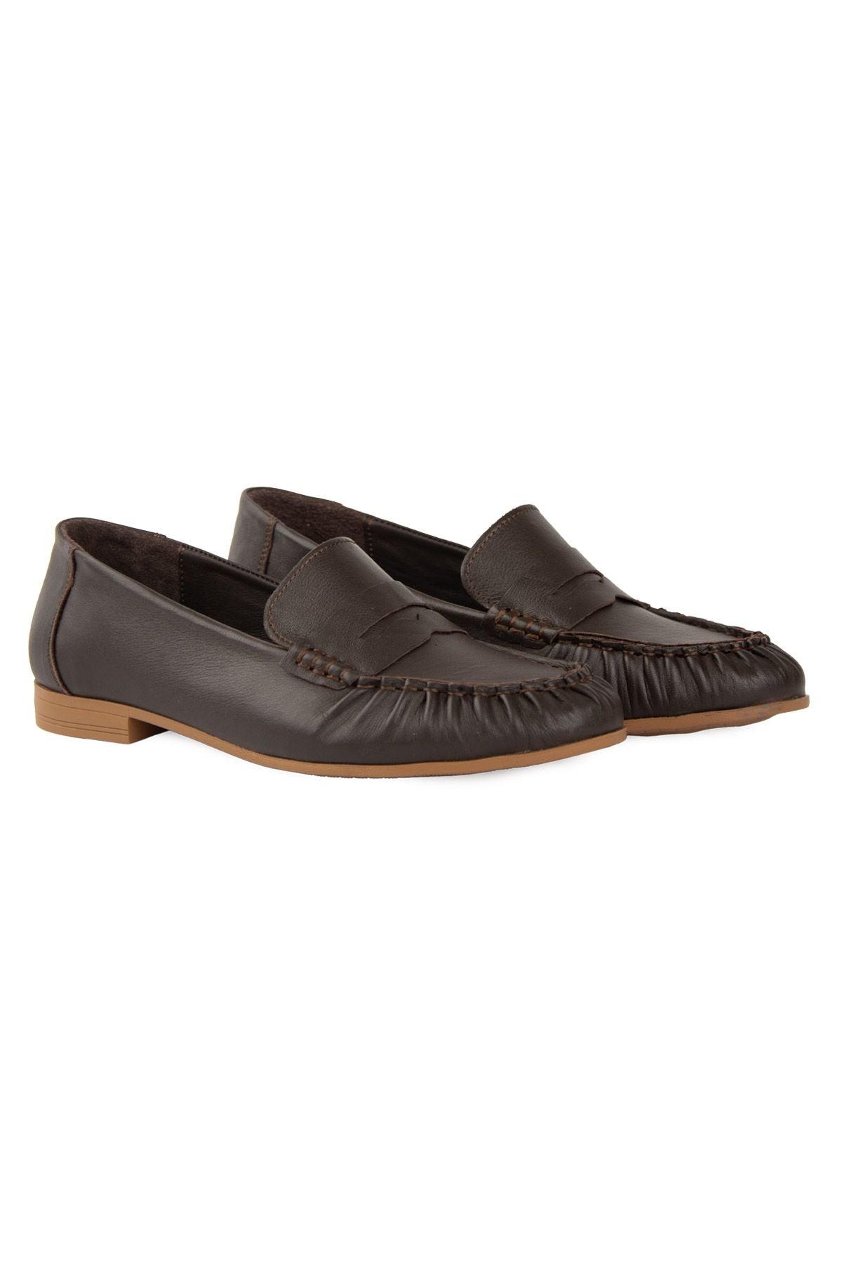 Deri Dikiş Detaylı Loafer DG6108 Kahve