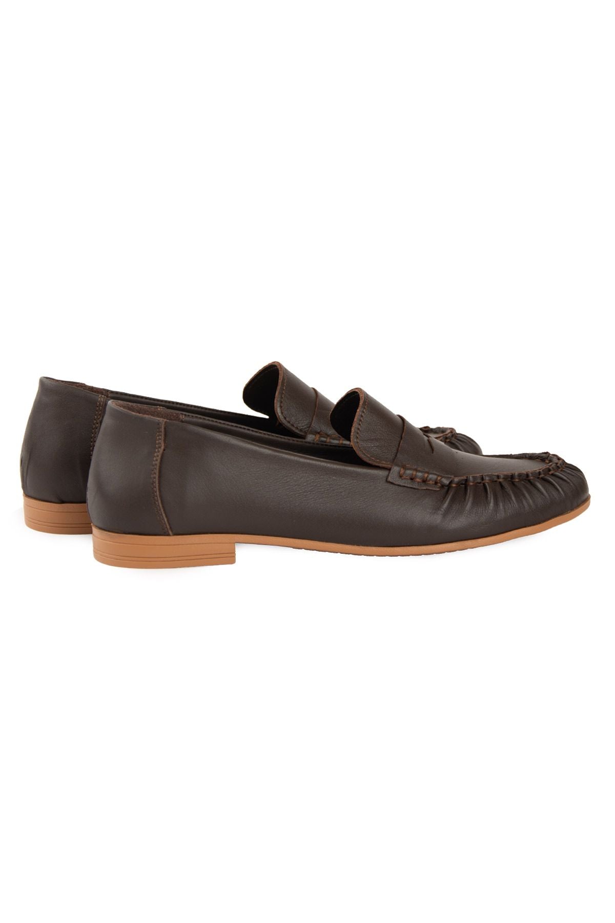 Deri Dikiş Detaylı Loafer DG6108 Kahve