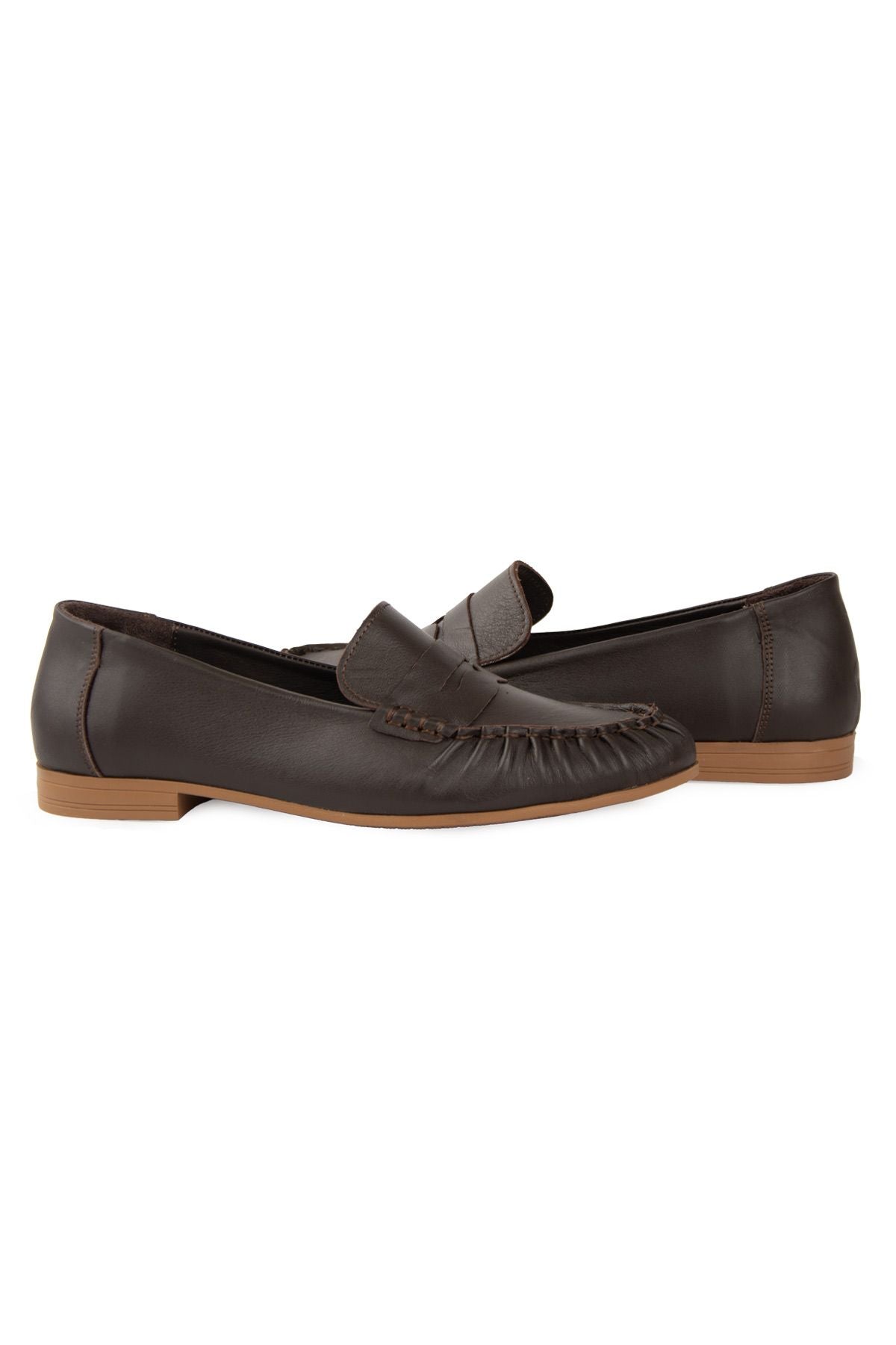 Deri Dikiş Detaylı Loafer DG6108 Kahve