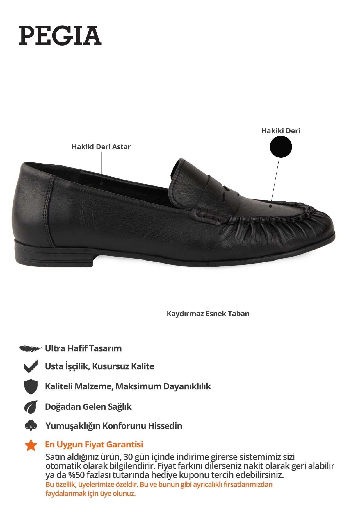 Deri Dikiş Detaylı Loafer DG6108 Siyah