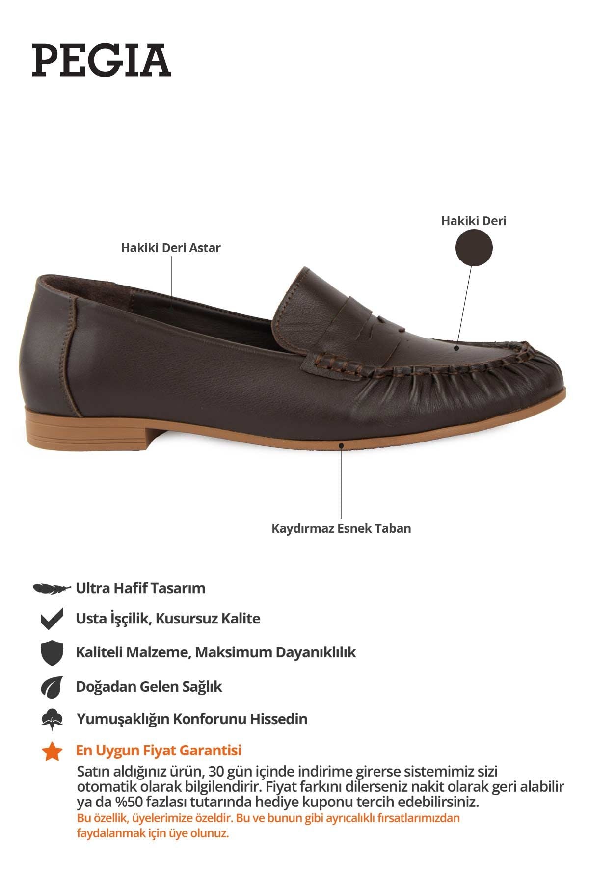 Deri Dikiş Detaylı Loafer DG6108 Kahve