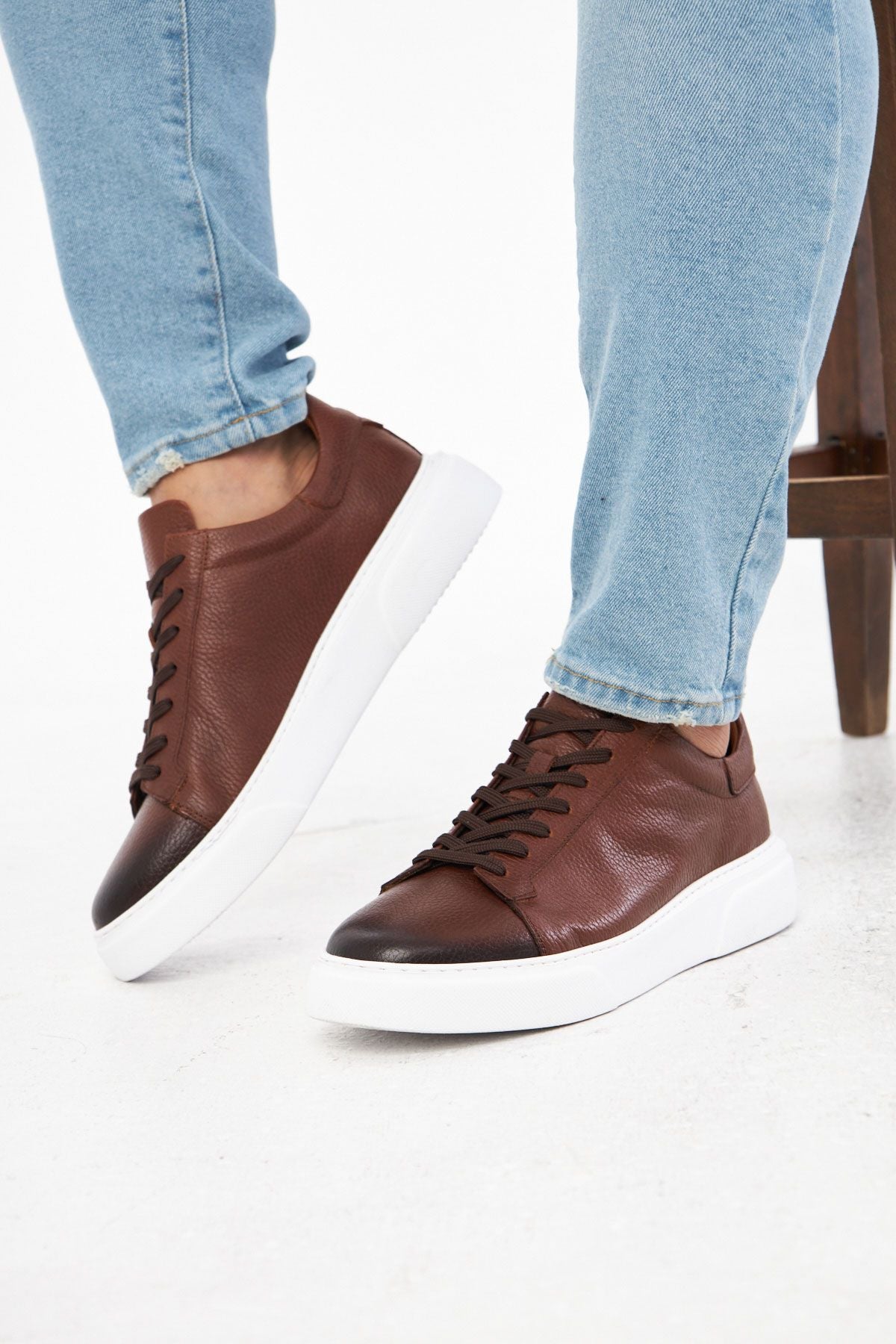 Deri Erkek Sneakers Ayakkabı 500960 Kahve