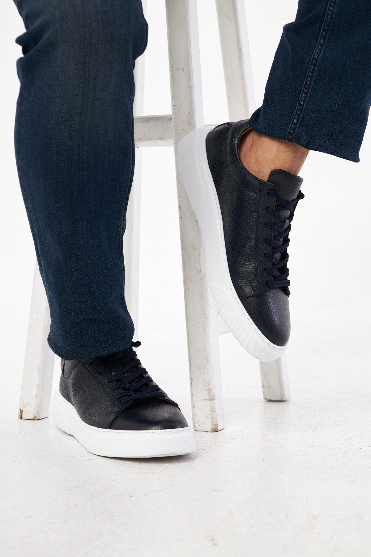 Deri Erkek Sneakers Ayakkabı 500960 Lacivert