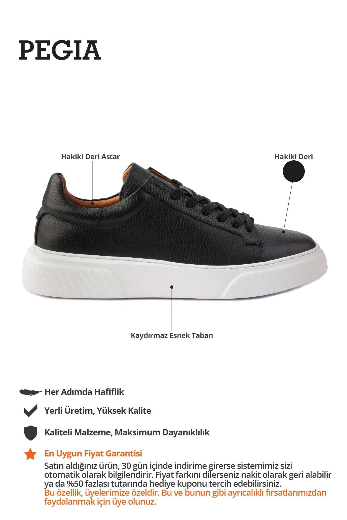 Deri Erkek Sneakers Ayakkabı 500960 Siyah