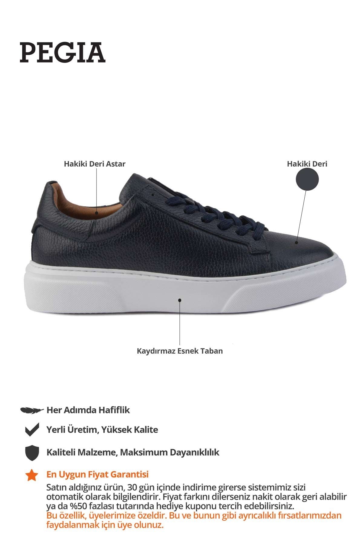 Deri Erkek Sneakers Ayakkabı 500960 Lacivert