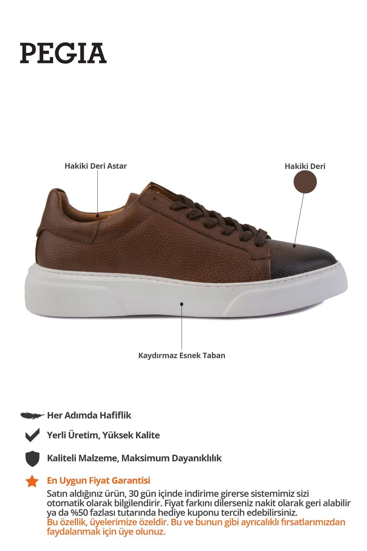 Deri Erkek Sneakers Ayakkabı 500960 Kahve