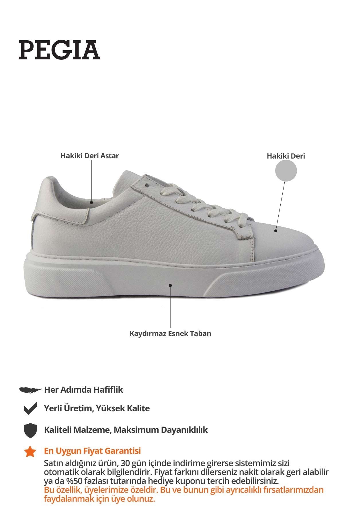 Deri Erkek Sneakers Ayakkabı 500960 Beyaz