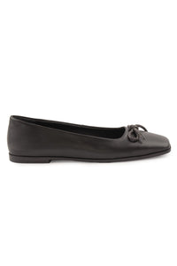 Women's Leather Bow Ballet Flat DG6031 Black