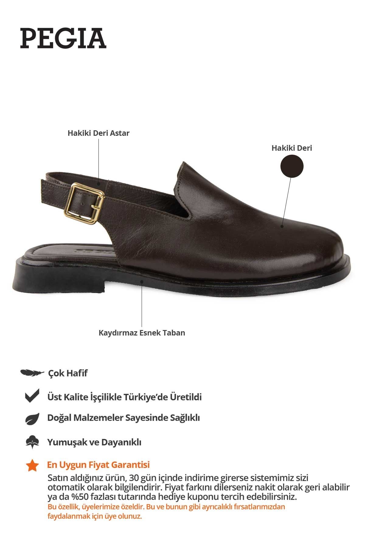 Deri Kadın Kapalı Sandalet DG6077 Kahve