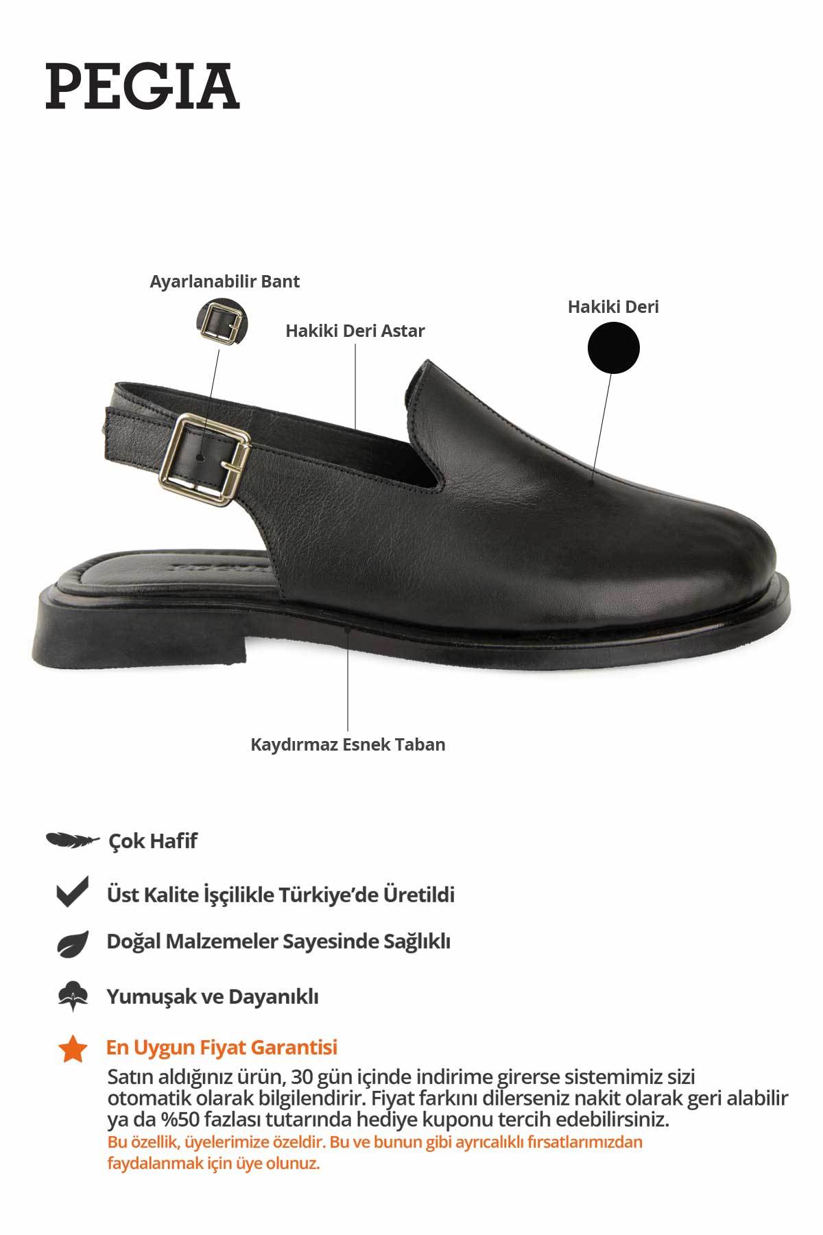 Deri Kadın Kapalı Sandalet DG6077 Siyah