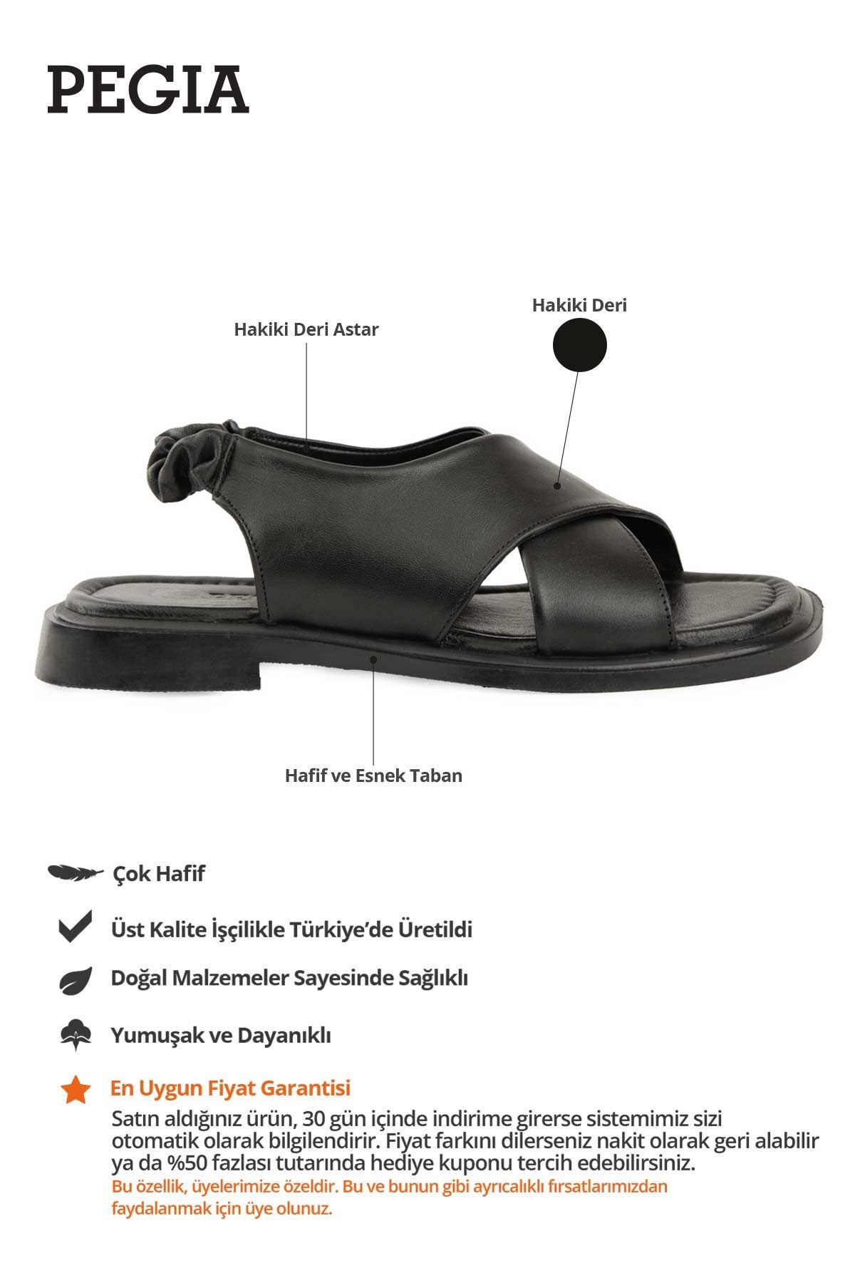 Deri Kadın Sandalet DG6079 Siyah