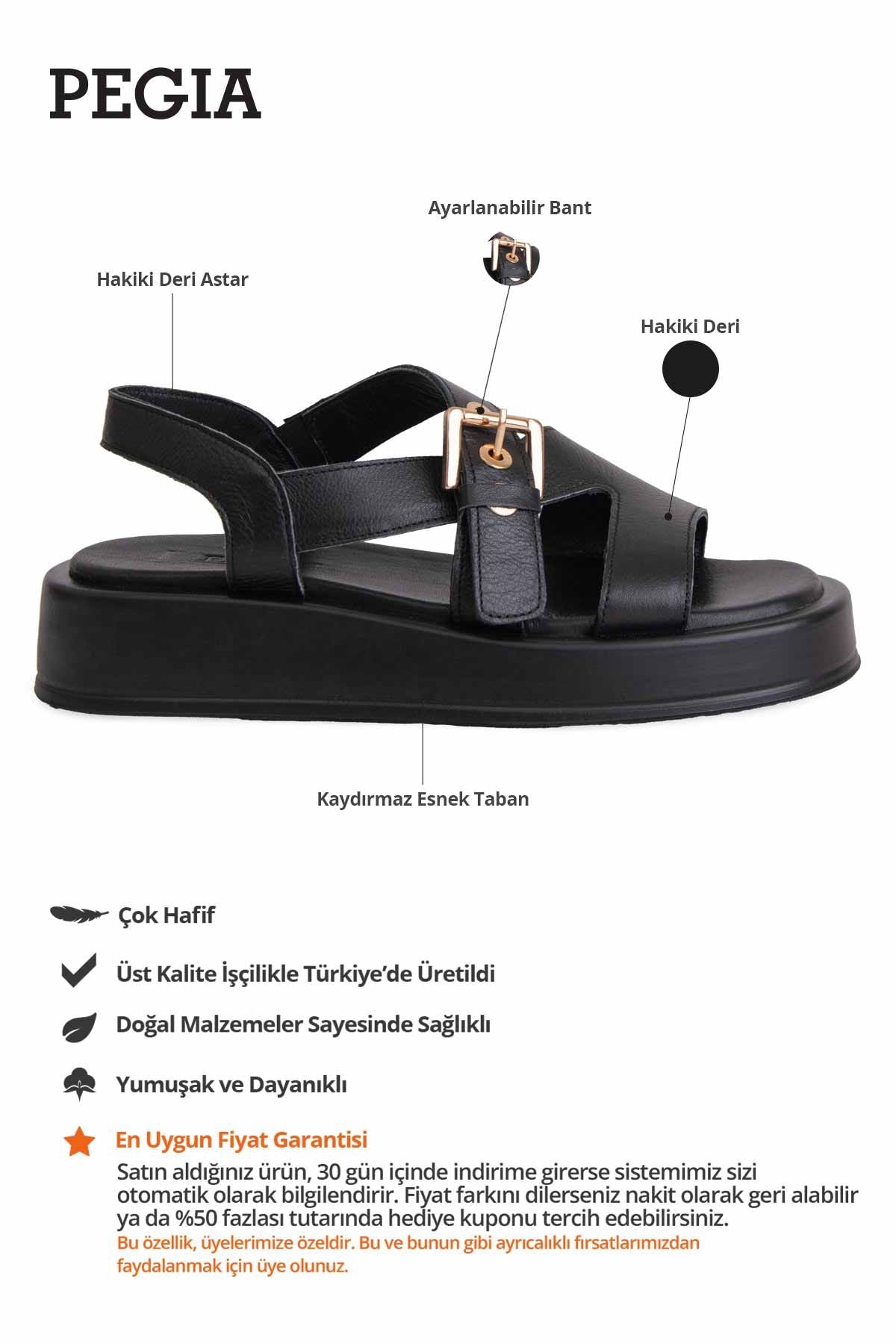 Deri Kadın Sandalet DG6093 Siyah
