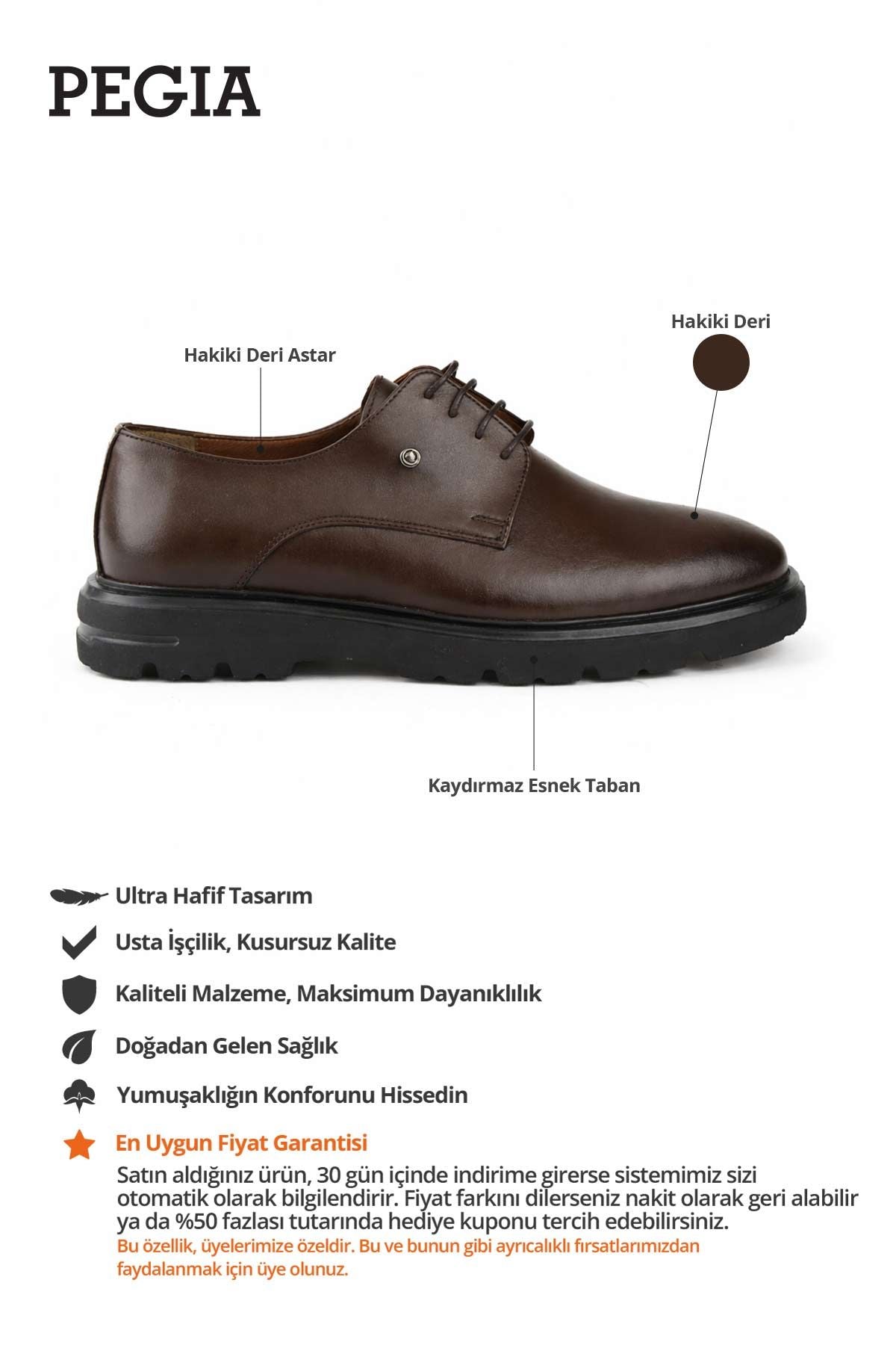 Deri Klasik Erkek Ayakkabı DG5036 Kahve