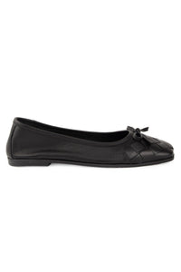 Women's Leather Woven Ballet Flat DG6102 Black