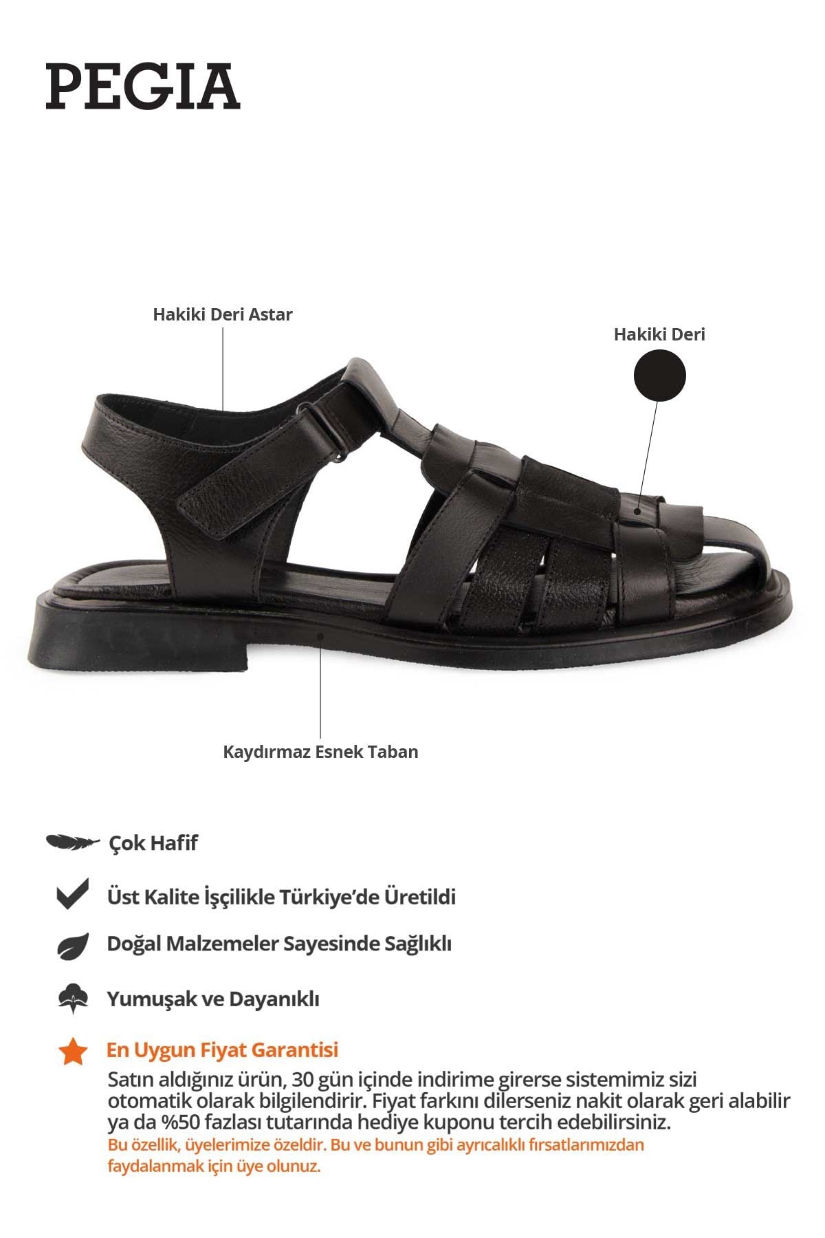 Deri Örgü Kadın Sandalet DG6083 Siyah