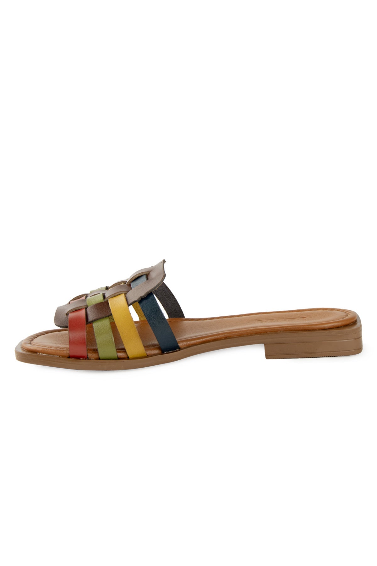 Deri Örgülü Kadın Terlik DG6088 Multicolour