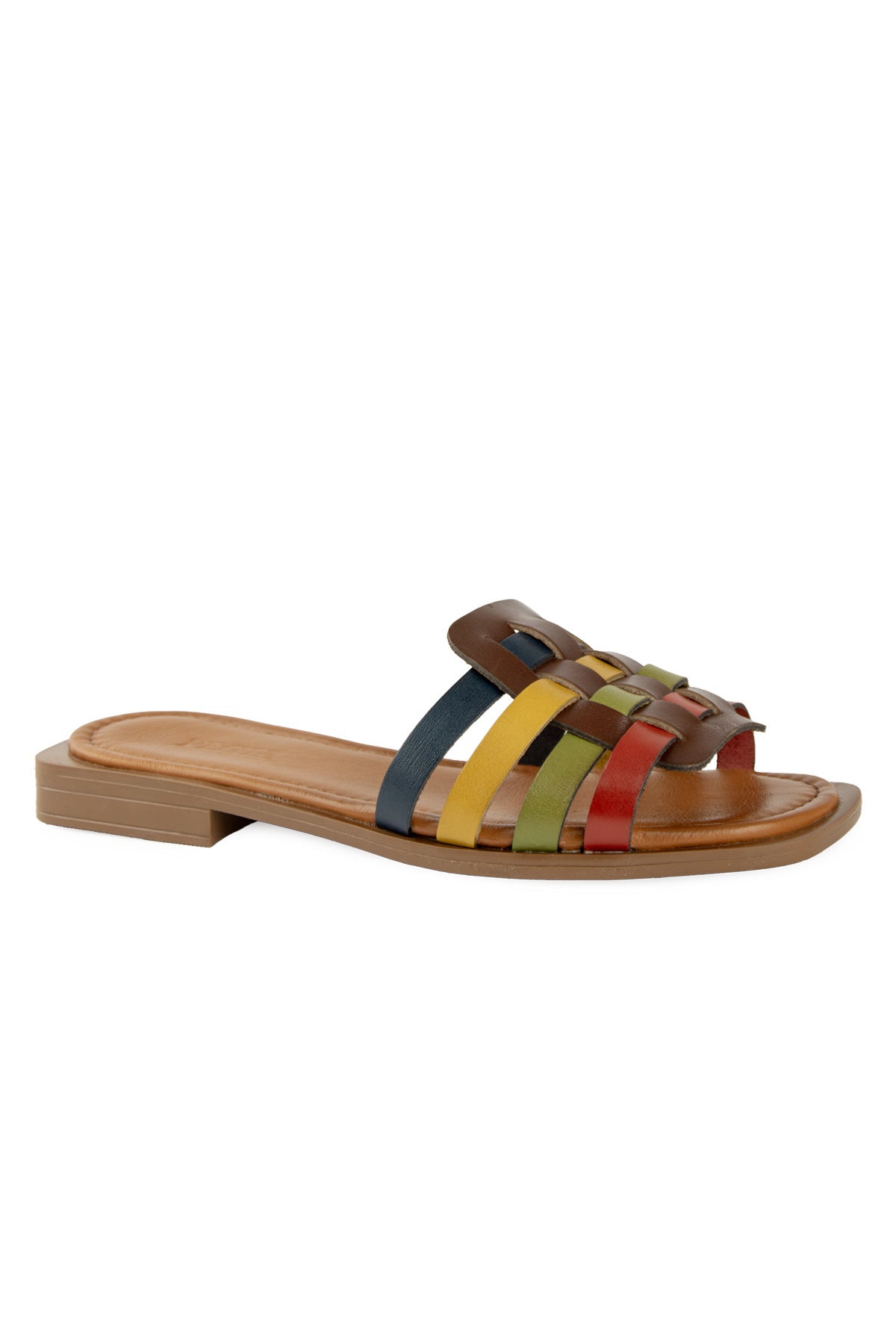 Deri Örgülü Kadın Terlik DG6088 Multicolour