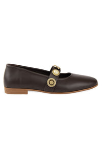 Leather Buckle Women's Ballet Flat DG6101 Brown