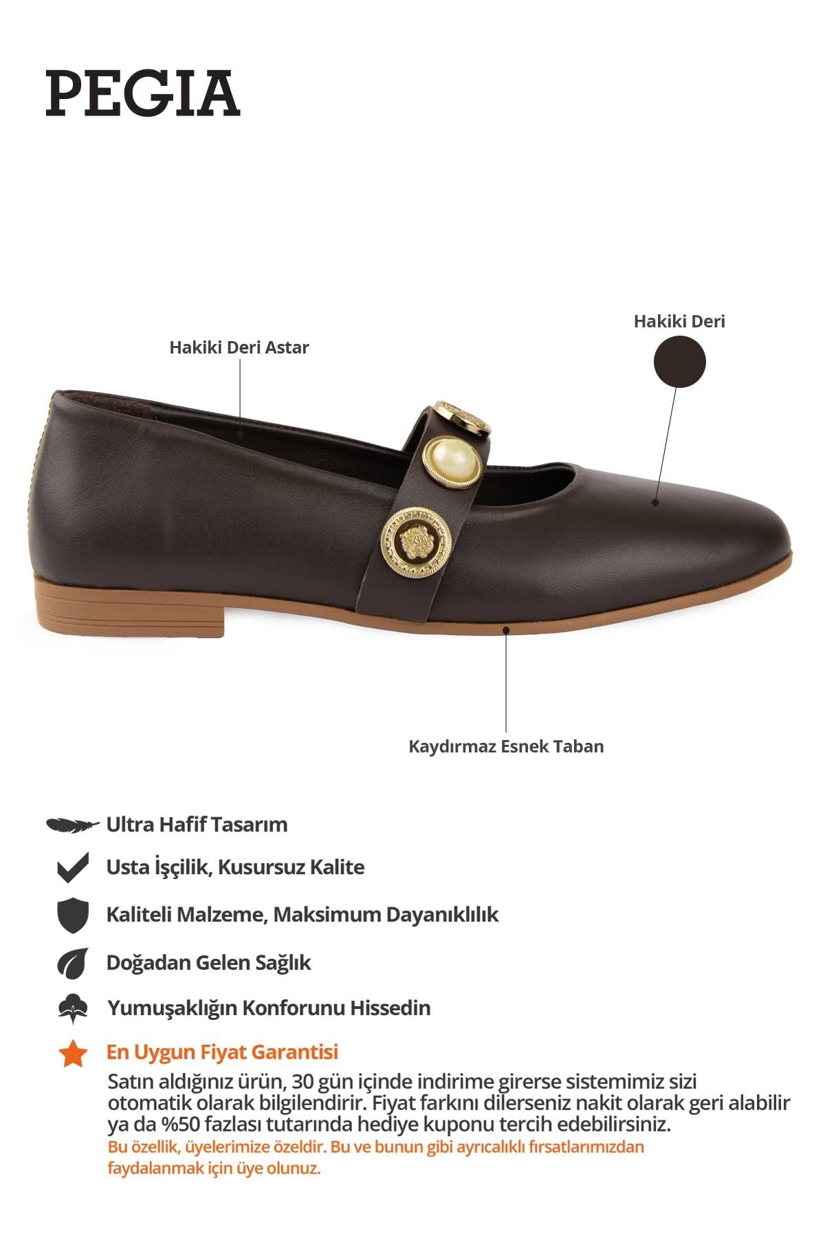 Deri Tokalı Kadın Babet DG6101 Kahve