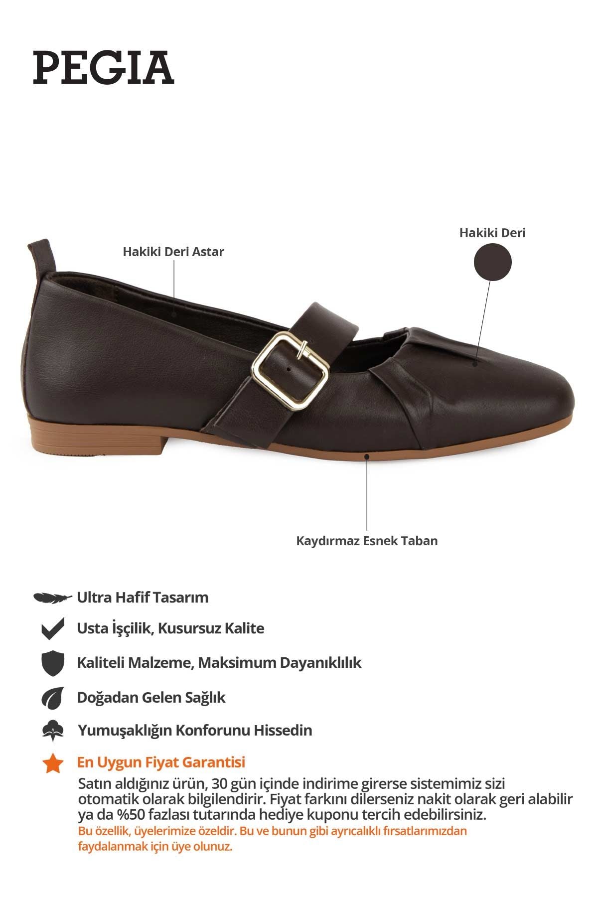 Deri Tokalı Kadın Babet DG6104 Kahve