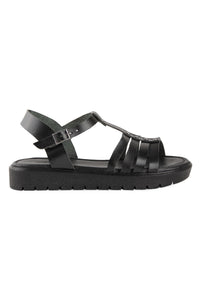 Leather Women's Buckled Sandal DG6091 Black