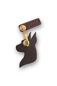 Doberman Leather Keychain 25AN23 Brown