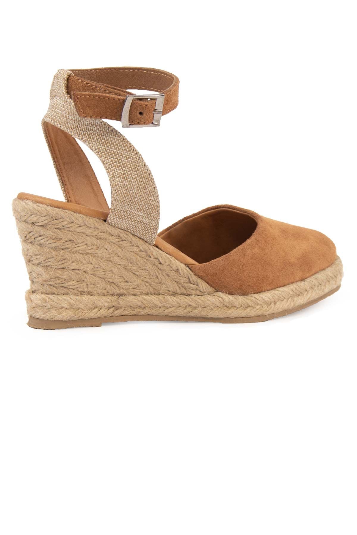 Dolgu Topuk Espadril Sandalet DG6038 Taba