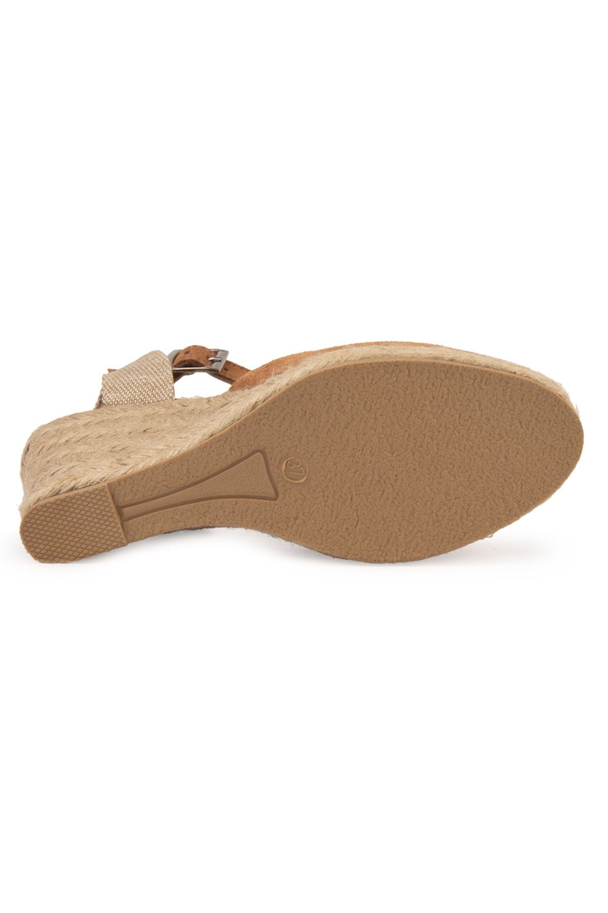 Dolgu Topuk Espadril Sandalet DG6038 Taba