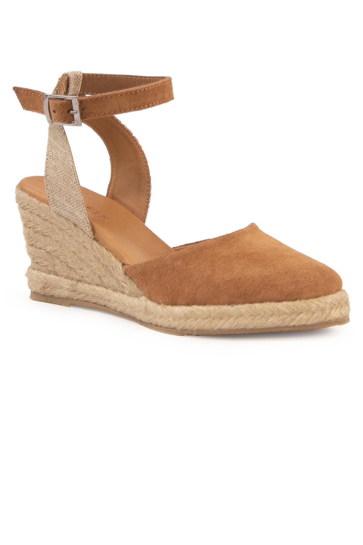 Dolgu Topuk Espadril Sandalet DG6038 Taba