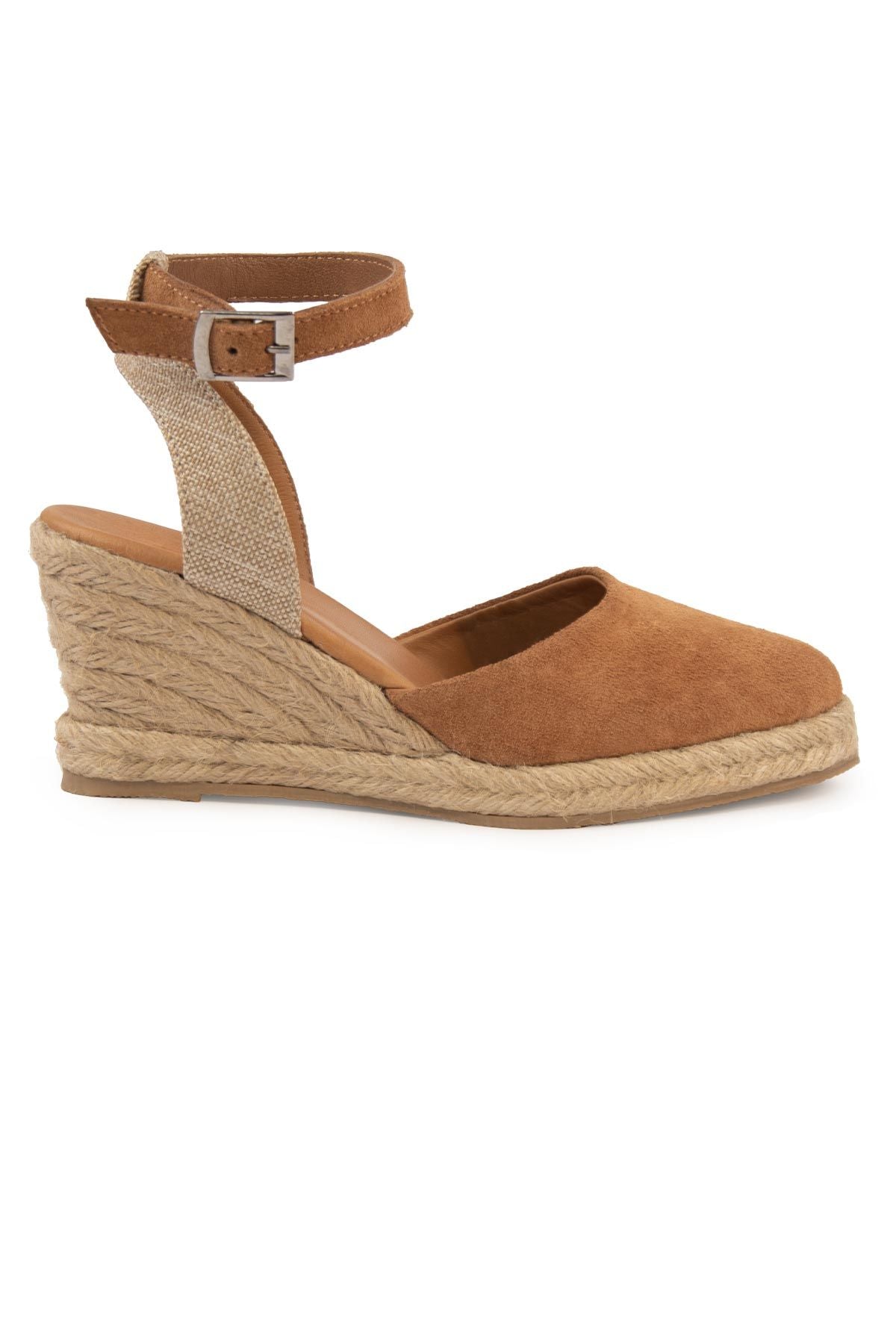 Dolgu Topuk Espadril Sandalet DG6038 Taba